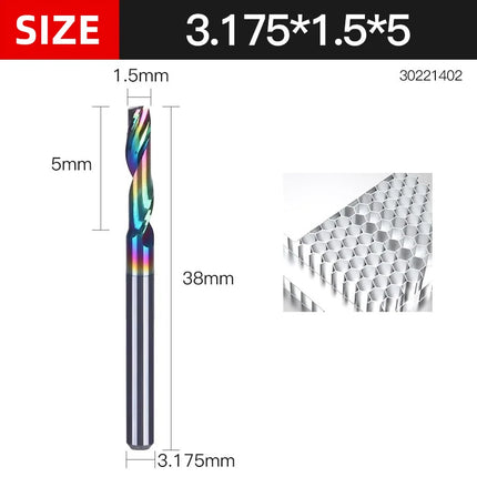 HUHAO 3.175 4 6 8mm Single Flute End Mill HRC70 Aluminum Spiral Router Bit DLC Coating Carbide Steel CNC Solid Milling Cutter