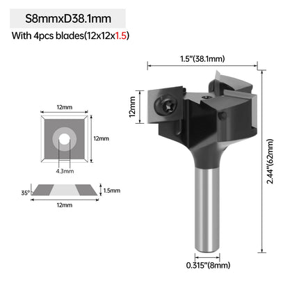 Insert Type Surfacing Router Bit  Spoil board Removable Face Milling Cutter Planer Slotting Bit for Wood Tool Replaceable Blade