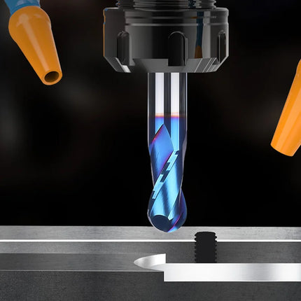 HUHAO 6mm Shank Ball Nose End Mill Nano Blue Coated 2 Flutes Carbide Router Bit HRC65 CNC Milling Cutter Spiral Flat CNC Tools