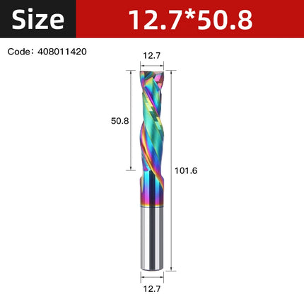 Up Down Cut Compression 2 Flutes Spiral Carbide Milling Cutter Router Bits CNC End Mill DLC Coating