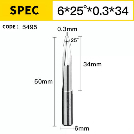 HUHAO 3D 6mm Shank Engraving Bit V Shape Milling Cutter 2 Flutes Carbide End Mill CNC Router Bit for Wood MDF Woodworking Tools