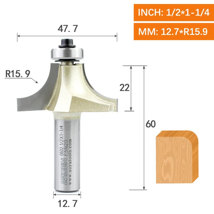 ARDEN Round Corner Chamfering Milling Cutter Carbide Round Over Router Bit Radius Edge Woodworking Trimming CNC Tool Wood MDF