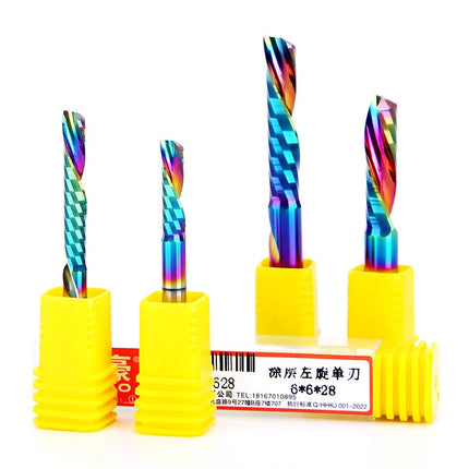Single O Flute Carbide Spiral End Mill DLC Coating 3D CNC Engraving Milling Cutter for Wood Acrylic Tool