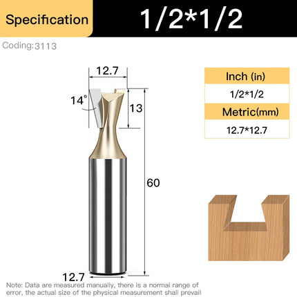 HUHAO 1/4inch 1/2inch Dovetail Joint Router Bit 12.7mm Shank Milling Cutter Carbide Steel Engraving Cutting CNC Tools For Wood