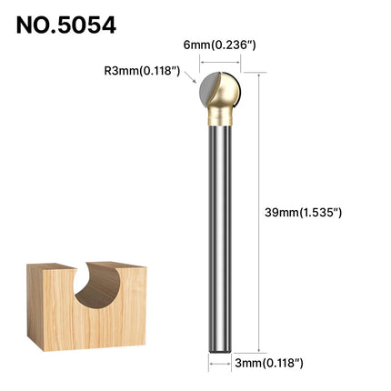 HUHAO 3mm 6mm Shank Ball Nose Round Carving Bit CNC Milling Cutter For Wood Cove End Mill Radius Core Router Bit Carbide Tools