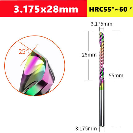 3.175/4/6mm  Shank Single blade spiral milling cutter,HRC60 Carbide  CNC Router Bit aluminium .Plastic. Acrylic trimming knife