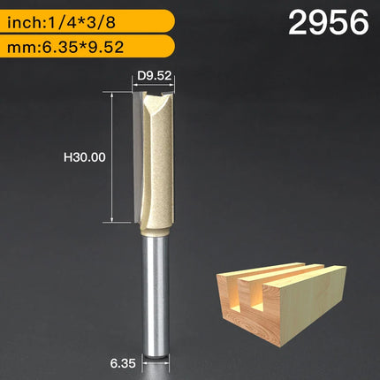 HUHAO 1/4"Shank Straight Router Bit Trimming Cutter Carbide Steel Trimming Machine Milling Cutter Wood Woodworking CNC Tools