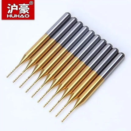 HUHAO 10PCS 1/8 Shank PCB Drill Bit Set 3.175mm PCB Carbide TiN Coated Tools
