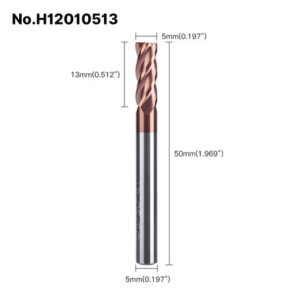 HUHAO 4mm 5mm 6mm 8mm HRC55 Milling Cutter 4 Flutes Flat End Mill CNC Maching Endmills Alloy Coating Carbide Steel CNC Tools