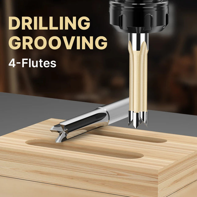 Mortise Chisel Cutter Door Lock Hole Saw Grooving Tool for Precision Joinery 4 Flute Woodworking Router Bit