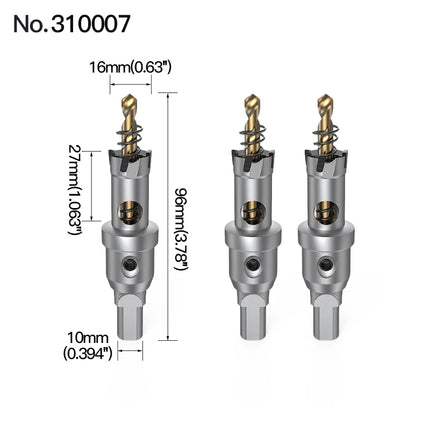 HUHAO 3PCS TCT Hole Saw Drill Bit Alloy Carbide Tipped Hole Cutter With Titanium-Plated Pilot Tools For Metal Stainless Steel