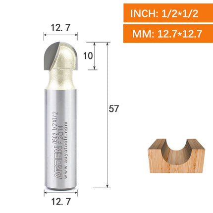 ARDEN Core Box Bit Carbide Round Bottom Groove Milling Cutter Radius Ball Nose Woodworking Router Bit Semi-circular CNC Bit