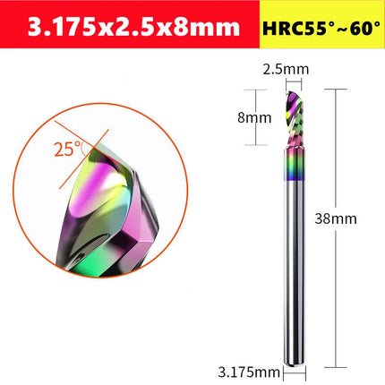 3.175/4/6mm  Shank Single blade spiral milling cutter,HRC60 Carbide  CNC Router Bit aluminium .Plastic. Acrylic trimming knife