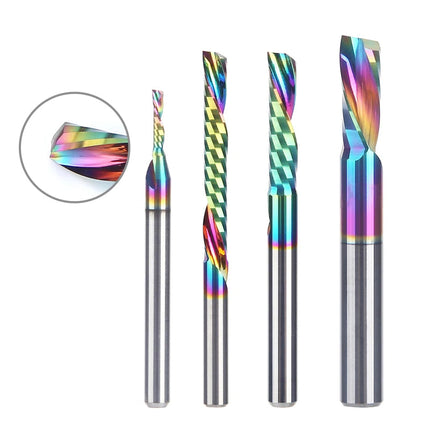 Single O Flute Carbide Spiral End Mill DLC Coating 3D CNC Engraving Milling Cutter for Wood Acrylic Tool