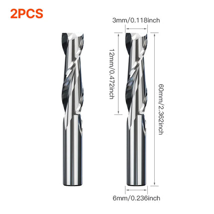 HUHAO 2PCS HRC65 Milling Cutter 2 Flute Straight Shank CNC Router Bit 4 6 8 20mm CNC Tools End Mill for Aluminum Stainless Metal