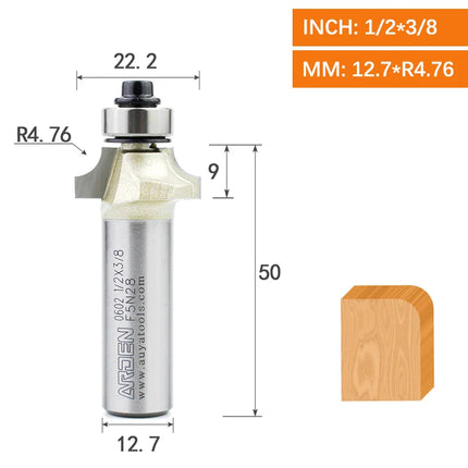 ARDEN Round Corner Chamfering Milling Cutter Carbide Round Over Router Bit Radius Edge Woodworking Trimming CNC Tool Wood MDF