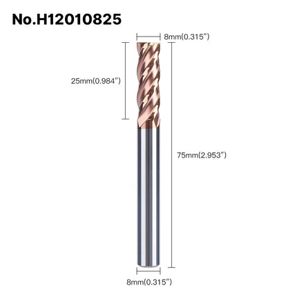 HUHAO 4mm 5mm 6mm 8mm HRC55 Milling Cutter 4 Flutes Flat End Mill CNC Maching Endmills Alloy Coating Carbide Steel CNC Tools