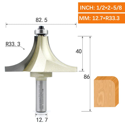 ARDEN Round Corner Chamfering Milling Cutter Carbide Round Over Router Bit Radius Edge Woodworking Trimming CNC Tool Wood MDF