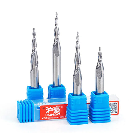 HUHAO 6mm Ball Nose Tapered End Mill Wood Solid Carbide Steel Milling Cutter for Woodworking Metal CNC Router Bit Engraving Tool