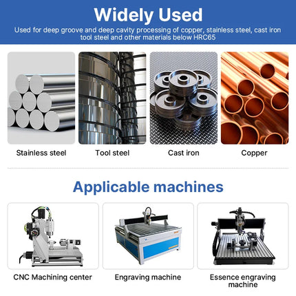 HUHAO 65° Small Diameter Ball Head Milling Cutter 2 Flute Router Bit HRC65 Small Long Neck End Mill Carbide CNC Cutting Tools