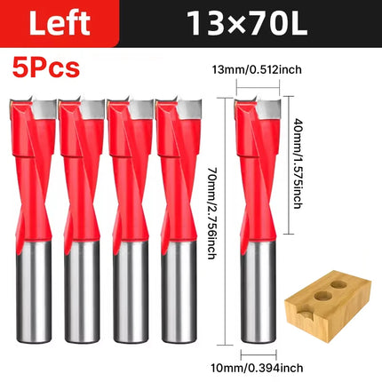 HUHAO 5PCS Wood Drill Bits Set 10mm Shank Forstner Drill 2Flute Row Drill 70mm Total Length Woodworking Drill Bits Router Bit
