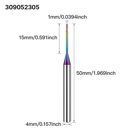 HUHAO 3 Flutes Colorful Deep Groove Milling Cutter 4mm Shank DLC Coating Router Bit Carbide CNC Endmill Tool for Aluminum Copper