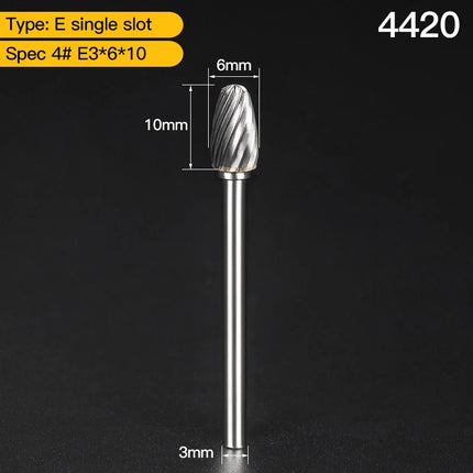 HUHAO 3mm Shank Rotary Burr Carbide Steel Drill Bits for Metal Woodworking Accessory Electric Rotary Router Bit Grinding Tools
