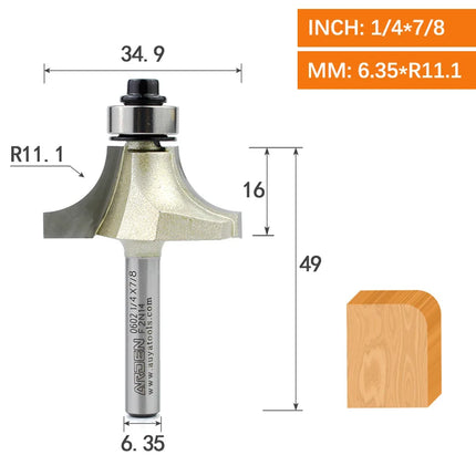 ARDEN Round Corner Chamfering Milling Cutter Carbide Round Over Router Bit Radius Edge Woodworking Trimming CNC Tool Wood MDF
