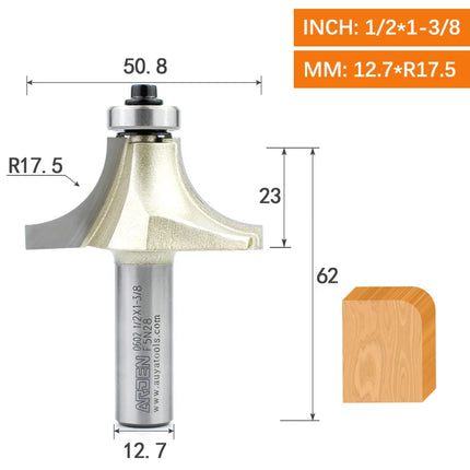 ARDEN Round Corner Chamfering Milling Cutter Carbide Round Over Router Bit Radius Edge Woodworking Trimming CNC Tool Wood MDF
