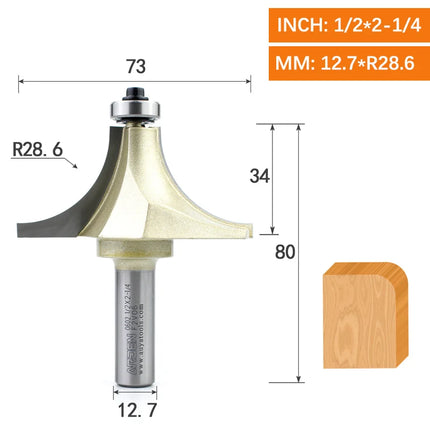 ARDEN Round Corner Chamfering Milling Cutter Carbide Round Over Router Bit Radius Edge Woodworking Trimming CNC Tool Wood MDF