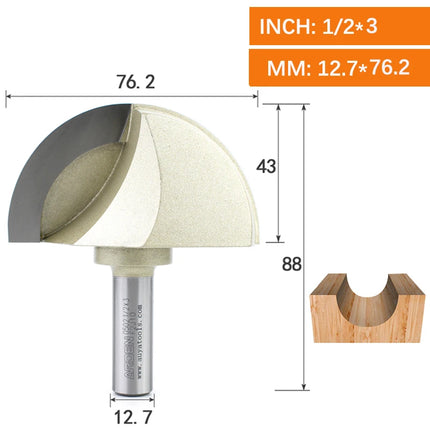 ARDEN Core Box Bit Carbide Round Bottom Groove Milling Cutter Radius Ball Nose Woodworking Router Bit Semi-circular CNC Bit