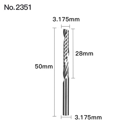 HUHAO 1PCS 3.175mm Shank Single Flute Spiral Milling Cutter Carbide End Mill CNC Router Bit Engraving Cut for Acrylic Wood MDF