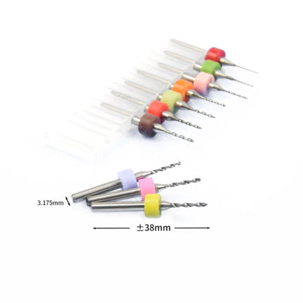 10pcs Carbide PCB micro drill bits 0.1-3.0mm, 3.175mm (1/8) shank for PCB drill bit kit for printed circuit board drilling