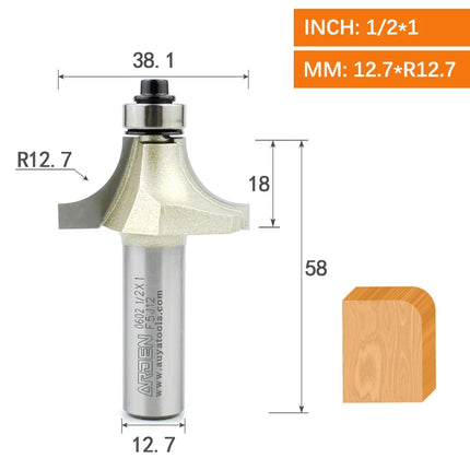 ARDEN Round Corner Chamfering Milling Cutter Carbide Round Over Router Bit Radius Edge Woodworking Trimming CNC Tool Wood MDF
