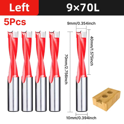 HUHAO 5PCS Wood Drill Bits Set 10mm Shank Forstner Drill 2Flute Row Drill 70mm Total Length Woodworking Drill Bits Router Bit