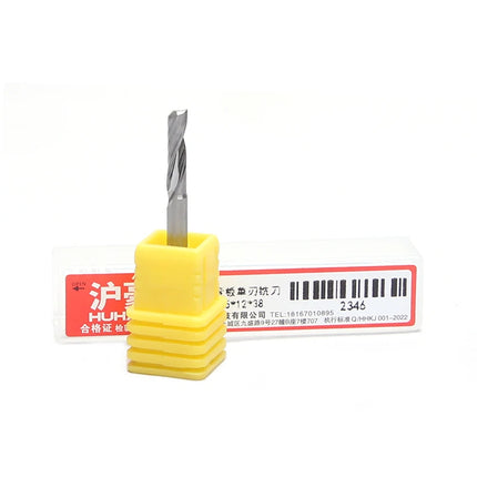 HUHAO 1PCS 3.175mm Shank Single Flute Spiral Milling Cutter Carbide End Mill CNC Router Bit Engraving Cut for Acrylic Wood MDF