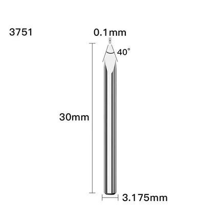 HUHAO 3.175mm Shank 3 Edge Pyramid Engraving Bit 20-90 Degrees Carbide Milling Cutter 0.1 0.2 0.3mm Wood End Mill CNC Router Bit