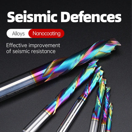 Up Down Cut Compression 2 Flutes Spiral Carbide Milling Cutter Router Bits CNC End Mill DLC Coating