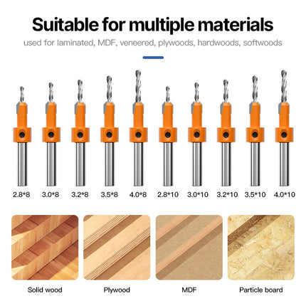 HUHAO 8mm Shank HSS Woodworking Countersink Router Bit Screw Extractor Remon Demolition for Wood Milling Cutter Woodworking Tool