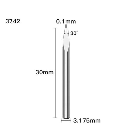 HUHAO 3.175mm Shank 3 Edge Pyramid Engraving Bit 20-90 Degrees Carbide Milling Cutter 0.1 0.2 0.3mm Wood End Mill CNC Router Bit