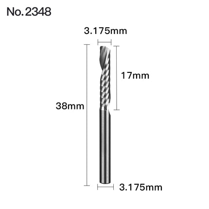 HUHAO 1PCS 3.175mm Shank Single Flute Spiral Milling Cutter Carbide End Mill CNC Router Bit Engraving Cut for Acrylic Wood MDF