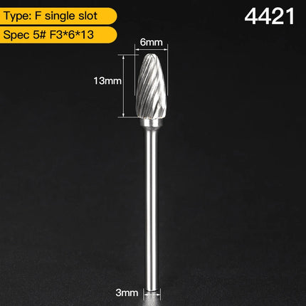 HUHAO 3mm Shank Rotary Burr Carbide Steel Drill Bits for Metal Woodworking Accessory Electric Rotary Router Bit Grinding Tools