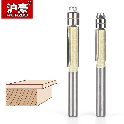 HUHAO 2 Flute Flush Trim Router Bit for Wood 1/4 Shank Woodworking Tools Trimming Cutter With Bearing CNC Endmill Milling Cutter