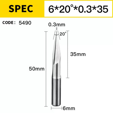 HUHAO 3D 6mm Shank Engraving Bit V Shape Milling Cutter 2 Flutes Carbide End Mill CNC Router Bit for Wood MDF Woodworking Tools