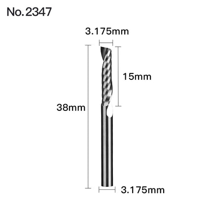 HUHAO 1PCS 3.175mm Shank Single Flute Spiral Milling Cutter Carbide End Mill CNC Router Bit Engraving Cut for Acrylic Wood MDF