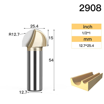 HUHAO Round Ball Nose Cove Router Bit CNC Milling Bit Radius Core Box Solid Milling Cutter for Wood