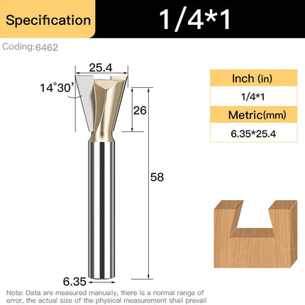 HUHAO 1/4inch 1/2inch Dovetail Joint Router Bit 12.7mm Shank Milling Cutter Carbide Steel Engraving Cutting CNC Tools For Wood