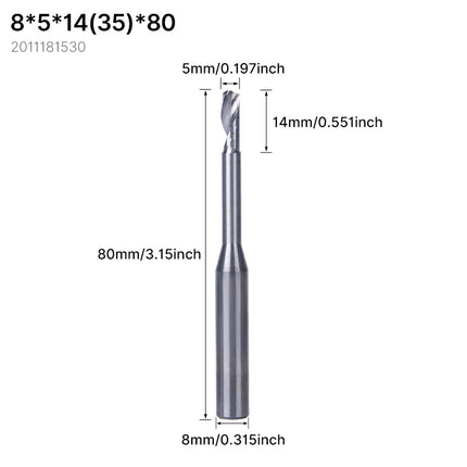 HUHAO 8mm 10mm Shank Milling Cutter Carbide End Mills for Aluminium Metal Single Flute DLC Coated Router Bits Cutting CNC Tools