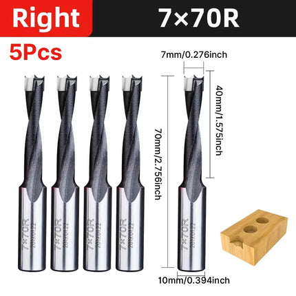 HUHAO 5PCS Wood Drill Bits Set 10mm Shank Forstner Drill 2Flute Row Drill 70mm Total Length Woodworking Drill Bits Router Bit