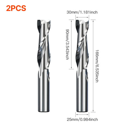 HUHAO 2PCS HRC65 Milling Cutter 2 Flute Straight Shank CNC Router Bit 4 6 8 20mm CNC Tools End Mill for Aluminum Stainless Metal